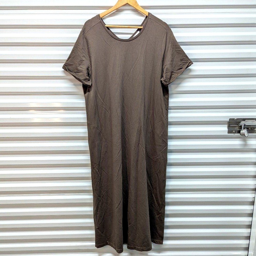 Quiet Luxury J. Jill Brown Knit Midi Dress Minimalist Capsule XL Pima Cotton
